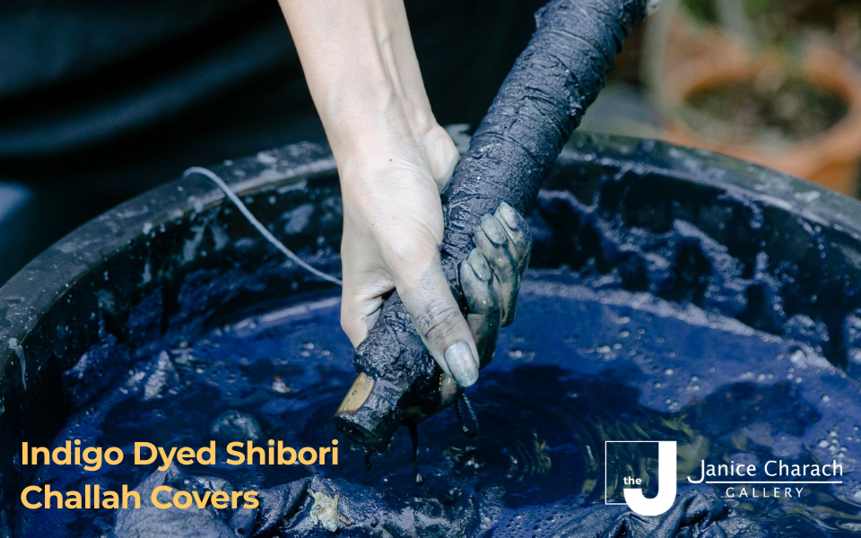 Indigo Dyed Shibori Challah Covers